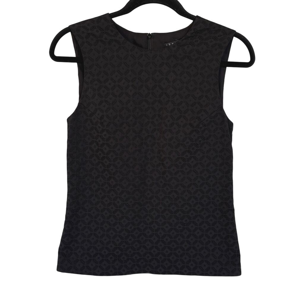 Theory Black Classic Textured High Neck Sleeveless Career Top Summer Basic Small